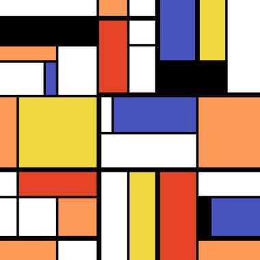 Basit modern sanat soyut - renkli kareler ve dikdörtgenler. Mondrian stil vektör.
