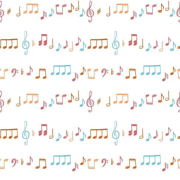 Música Observa Fundo Vetor Sem Costura Notação Musical Textura Doodle — Vetor de Stock