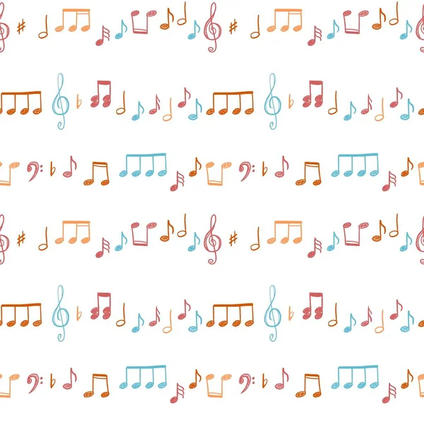 Música Nota Fondo Vectorial Sin Fisuras Notación Musical Doodle Texture — Archivo Imágenes Vectoriales