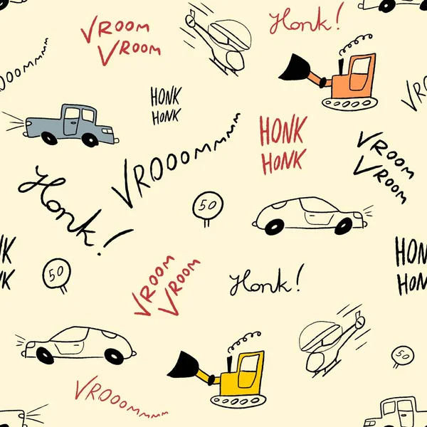 Dzieci Prześcieradła Design Rysunek Tekstury Samochodów Bez Szwu — Wektor stockowy
