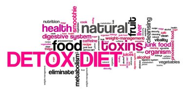 Detox diet - dietary toxin cleanse. Word cloud sign. clipart