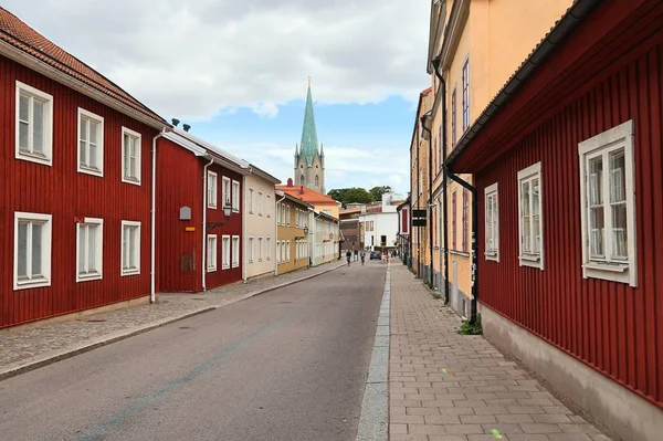 瑞典的林雪平镇 Hunnebergsgatan 镇上最古老的街道之一 — 图库照片