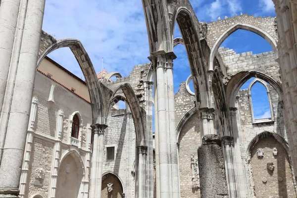 Lisbona Città Portogallo Convento Carmo Chiesa Rovinata Dopo Terremoto — Foto Stock