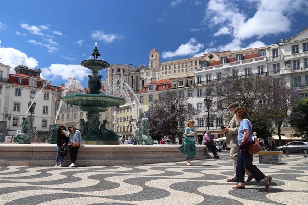 Lisbonne Portugal Juin 2018 Les Gens Visitent Place Rossio Lisbonne — Photo