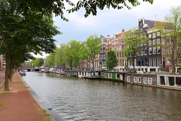 Amsterdam Casa Barcos Nieuwe Prinsengracht Canal — Fotografia de Stock