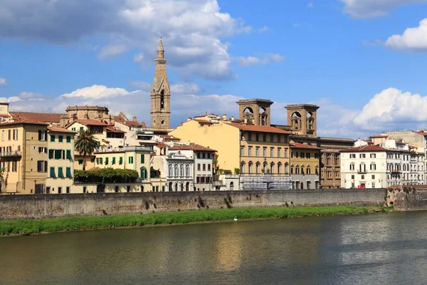 Florencja Włochy Stary Widok Miasta Riverfront — Zdjęcie stockowe