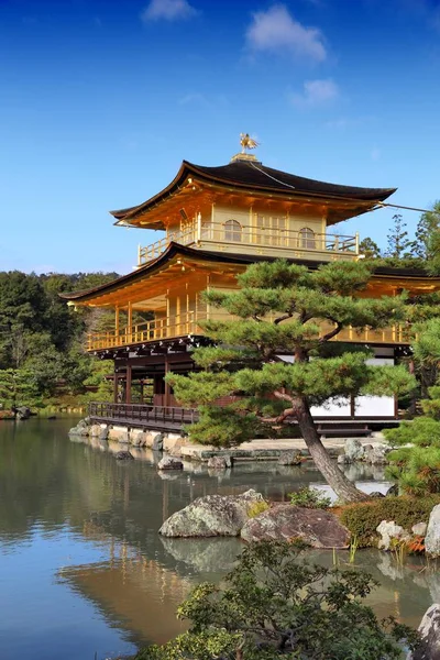 Kinkakuji Ναό Χρυσό Περίπτερο Στο Κιότο Της Ιαπωνίας Μνημείο Παγκόσμιας — Φωτογραφία Αρχείου