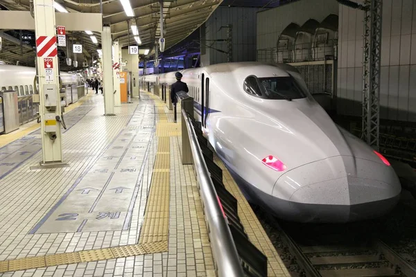 2016年11月28日 新干线东海道子母弹列车在日本东京站 东海道路线由Hikari和Nozomi Shinkansen列车提供服务 — 图库照片