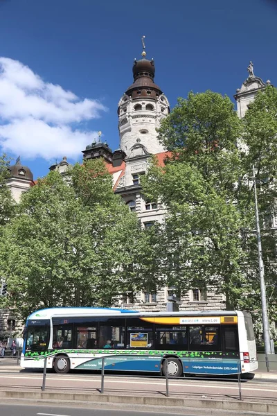 Leipzig Niemcy Maja 2018 Ludzie Jeździć Autobus Lipsku Niemcy Lipsk — Zdjęcie stockowe