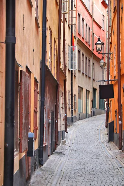 Stockholm Város Svédország Óváros Keskeny Utca — Stock Fotó