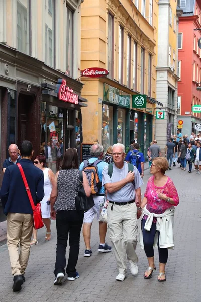 Stockholm Sweden August 2018 People Shop Gamla Stan Old Town — Stock Photo, Image