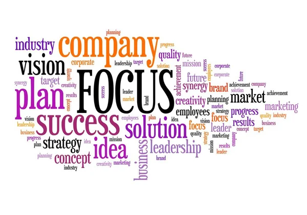 Focus Business Company Plan Word Cloud Sign — Stock Photo, Image