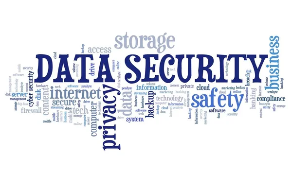 データ セキュリティ 情報のプライバシーおよび安全なストレージ技術コンセプト 単語の雲 — ストック写真