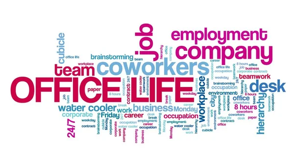 Γραφείο Ζωή Έννοια Σύννεφο Λέξεων Αλληλεπίδραση Στο Χώρο Εργασίας — Φωτογραφία Αρχείου