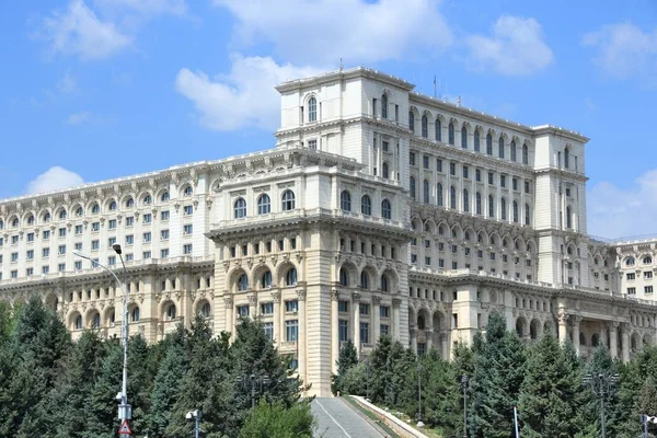 Palácio Parlamento Romênia Marco Bucareste Capital Romena — Fotografia de Stock