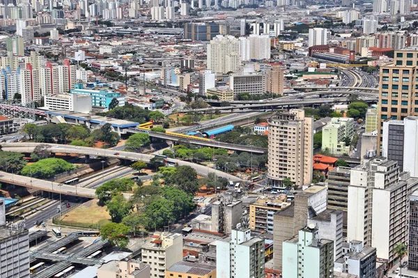 Sao Paulo Brazylia Widok Lotu Ptaka Infrastruktury Transportu — Zdjęcie stockowe