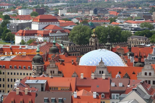 Flygfoto Över Dresden City Tyskland Residenz Castle Hustaken — Stockfoto