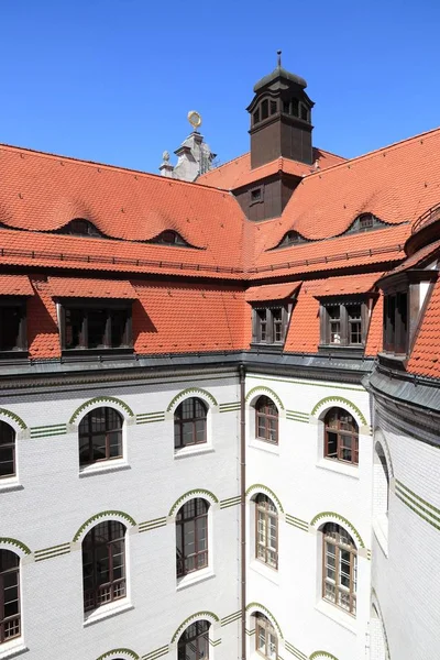 Leipzig City Alemanha Nova Câmara Municipal Neues Rathaus Vista Pátio — Fotografia de Stock