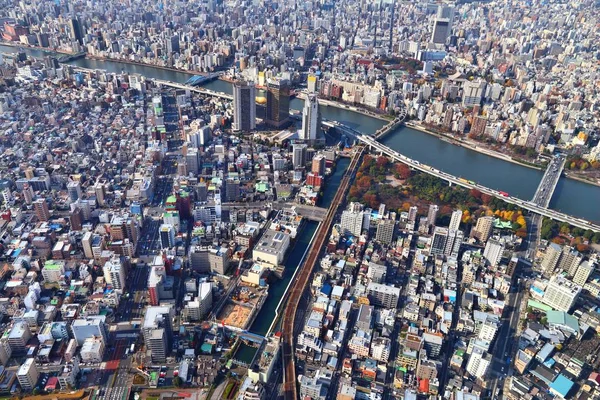 东京空中景观 苏美达和泰托病房的城市景观 — 图库照片
