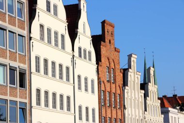 Almanya'da Lübeck kasaba. Hansa kenti. Old Town mimarisi.