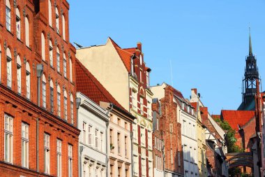 Almanya'da Lübeck kasaba. Hansa kenti. Old Town mimarisi.
