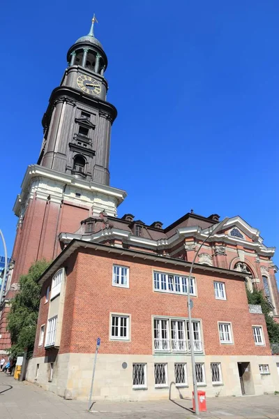 Hamburg Almanya Michael Kilisesi Sankt Michaelis Eski Barok Simgesel Yapı — Stok fotoğraf