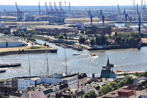 Hamburg Alemanha Agosto 2014 Vista Aérea Porto Hamburgo Alemanha Porto — Fotografia de Stock