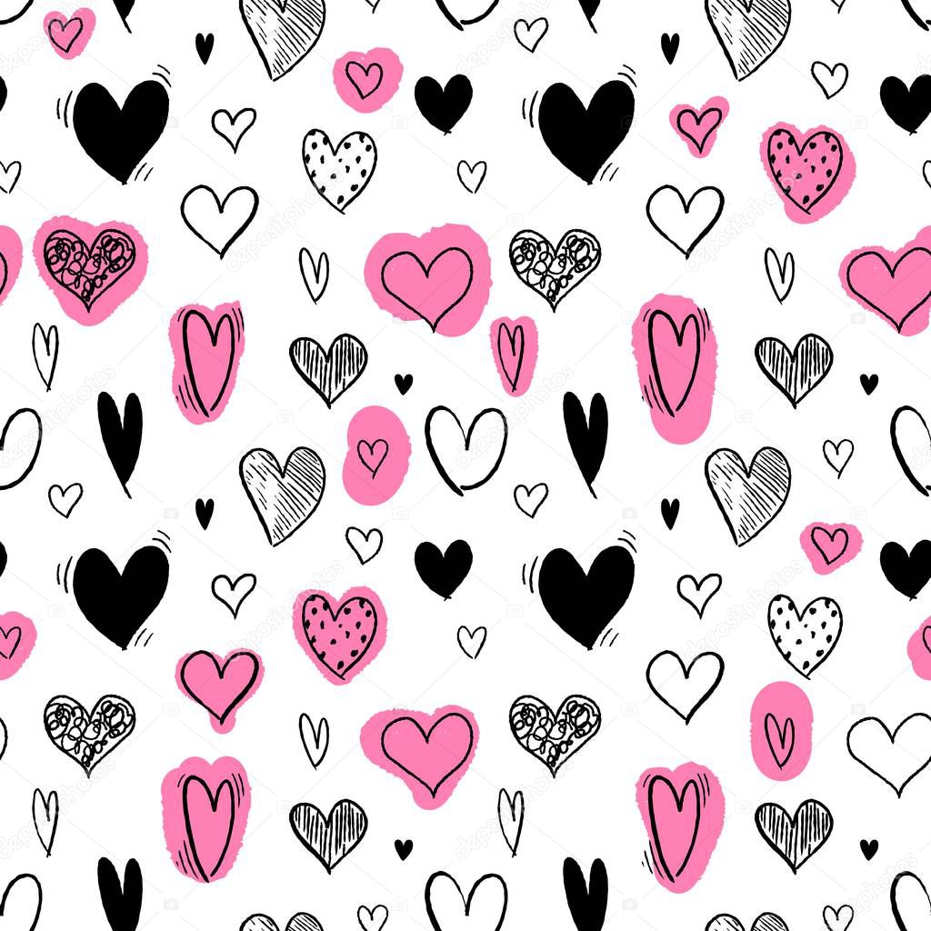 Valentines Day texture. Heart background - seamless heart shape texture. Love vector.