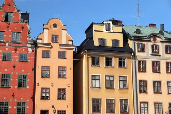 Sveç Stockholm Şehrinin Silueti Stortorget Square Mimarisi Eski Şehir — Stok fotoğraf