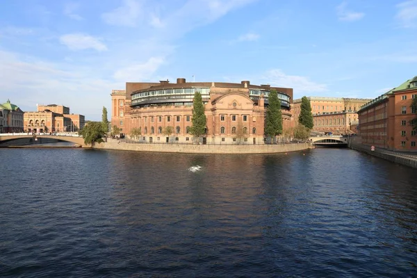 Riksdag Parliament Sweden Building Stockholm 日落之光 — 图库照片