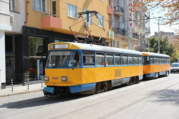 Sofia Bulgaria Agosto 2012 Pasajeros Viajan Tranvía Sofía Sofía Bulgaria — Foto de Stock