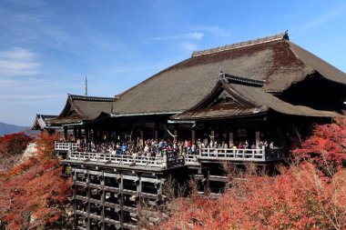 Kyoto, Japonya - 26 Kasım 2016: İnsanlar Kyoto, Japonya Kiyomizu-dera tapınağı ziyaret edin. Kyoto 17 Unesco Dünya Mirasları vardır.