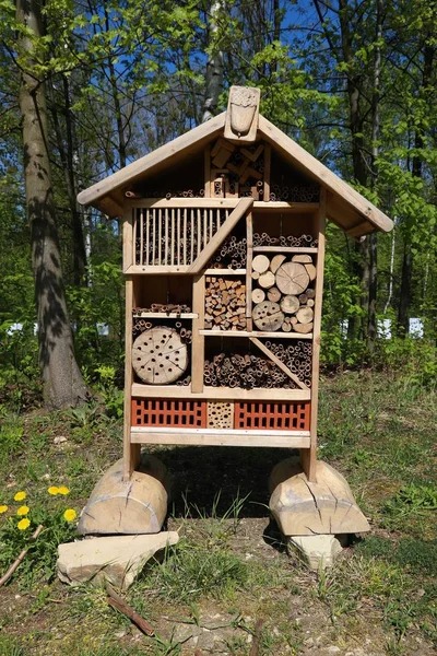 Insektenhotel Einem Botanischen Garten Refugium Für Insekten Zum Winterschlaf — Stockfoto