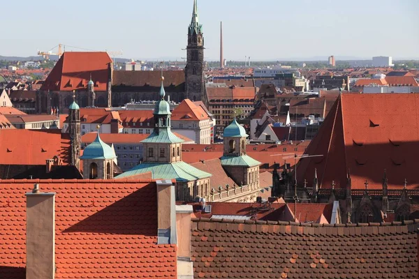 Nuremberg Germany Old Town Rooftops Church Towers — Stock Photo, Image