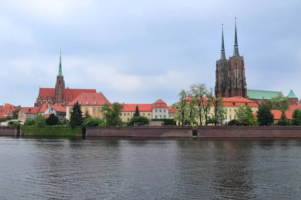 Wroclaw Poland City Architecture Ostrow Tumski Oldest Part City Cloudy — Stock Photo, Image