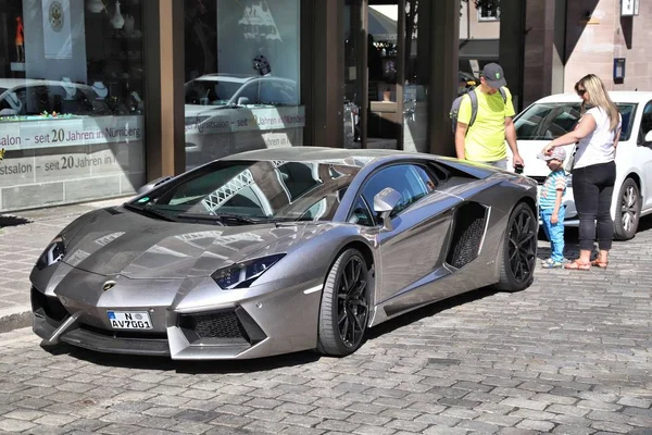 Nuremberg Germania Maggio 2018 Gente Ammira Lamborghini Aventador Auto Sportive — Foto Stock