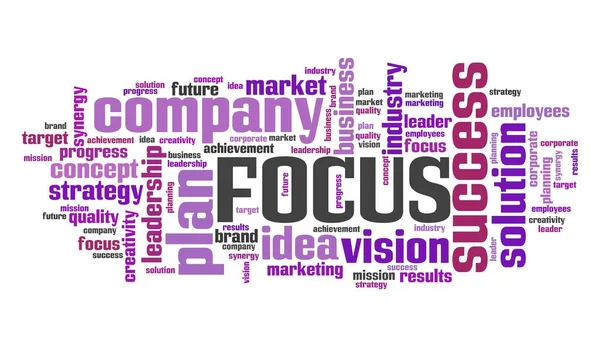 Focus Business Company Strategy Word Cloud Sign — Stock Photo, Image