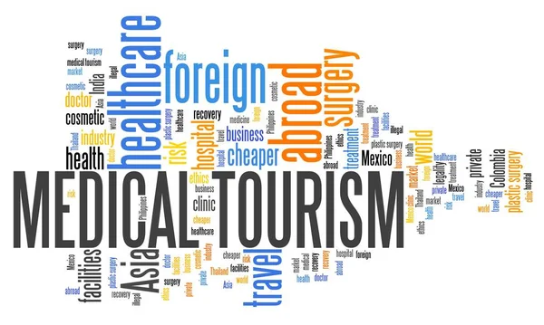 Medical Tourism Concept Traveling Abroud Health Care Word Cloud — Stock Photo, Image