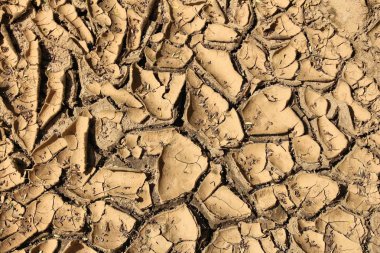 Kuraklık kavramı - kuru kırık toprak arka planda Filipinler.