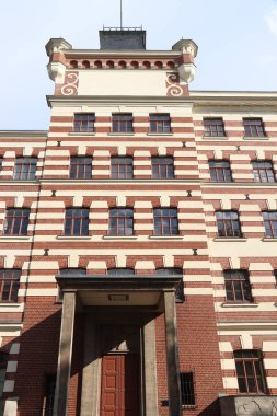 (Devlet Sachsen) Almanya'da Leipzig şehir. Plagwitz eski sanayi bölgesi - eski tuğla fabrikası mimarisi.