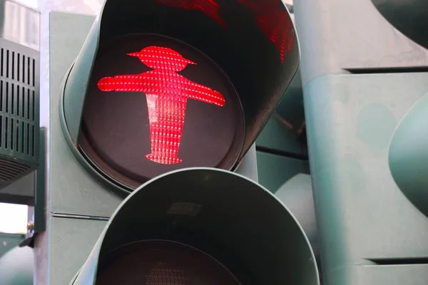 German Traffic Light Pedestrian Red Light Typical Pedestrian Symbol Germany — Stock Photo, Image