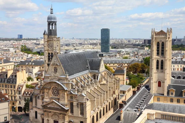 Parigi Città Francia Paesaggio Urbano Con Chiesa Saint Etienne Mont — Foto Stock