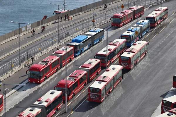 Stockholm Svédország August 2018 City Buszok Stockholm Svédország Buszokat Üzemelteti — Stock Fotó