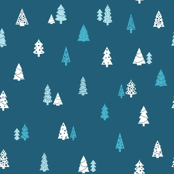 Christmas Trees Pattern Simple Seamless Vector Texture Blue White — Stock Vector