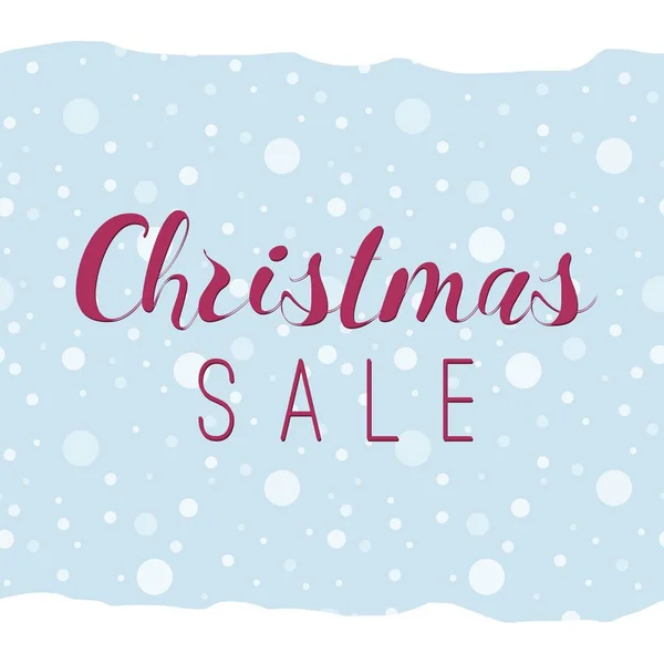 Christmas Sale Sign Text Snow Background — Stock Vector