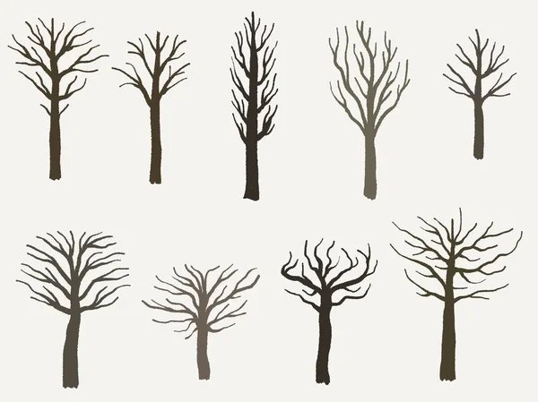 Träd Form Set Vektor Träd Silhouette Illustration Samling — Stock vektor