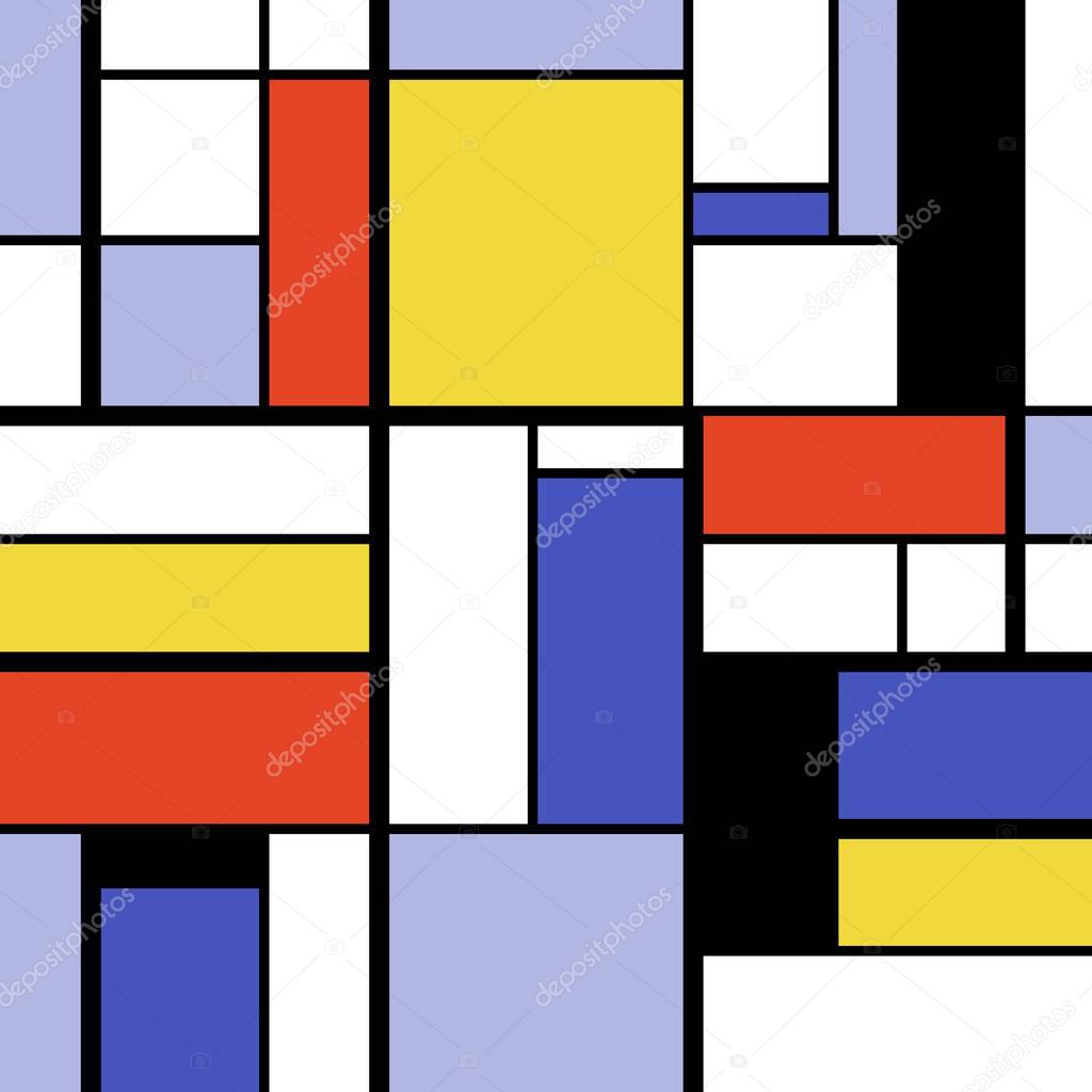 Simple modern art abstract - colorful squares and rectangles. Mondrian style vector.