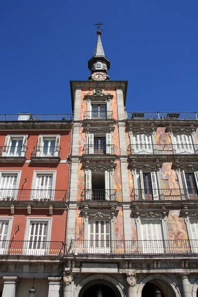 Архитектура Площади Plaza Mayor Main Square Мадриде Испания Дом Панадерии — стоковое фото