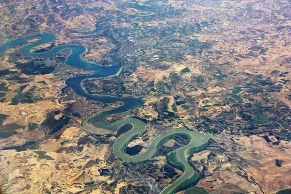 Aerial View River Ebro Aragon Region Spain Province Zaragoza — Stock Photo, Image