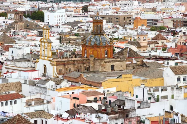 Sevilla Luftaufnahme Mit Santa Cruz Bezirk Und Heilig Kreuz Pfarrkirche — Stockfoto